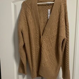 J. Crew Camel Cable Knit Cardigan